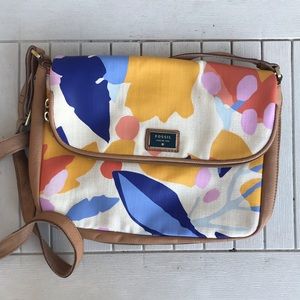Fossil Floral Watercolor Crossbody Purse